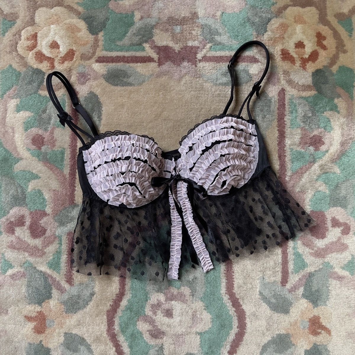 Victoria's Secret Romantic Black Mesh Open Front Bustier (36C/34D) Size ONE SIZE - 1 Thumbnail