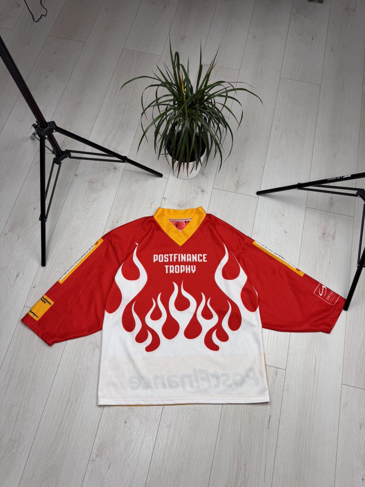NHL Swiss Ice Hockey Flame 3/4 Sleeve Jersey Shirt Size US S / EU 44-46 / 1 - 1 Thumbnail