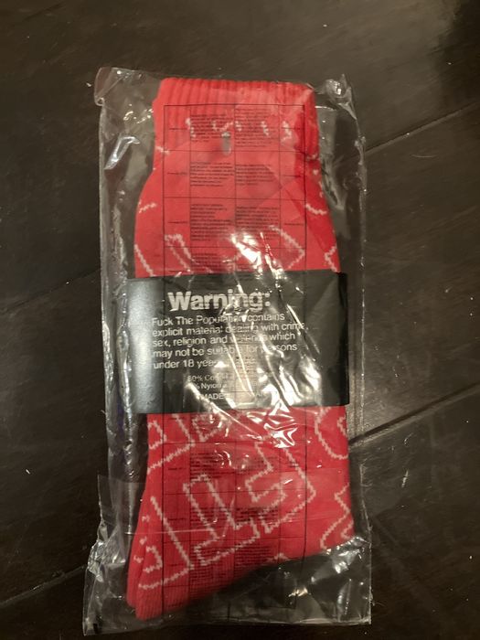 Fuck The Population FTP ALL OVER PRINT CREW SOCK - RED/WHITE