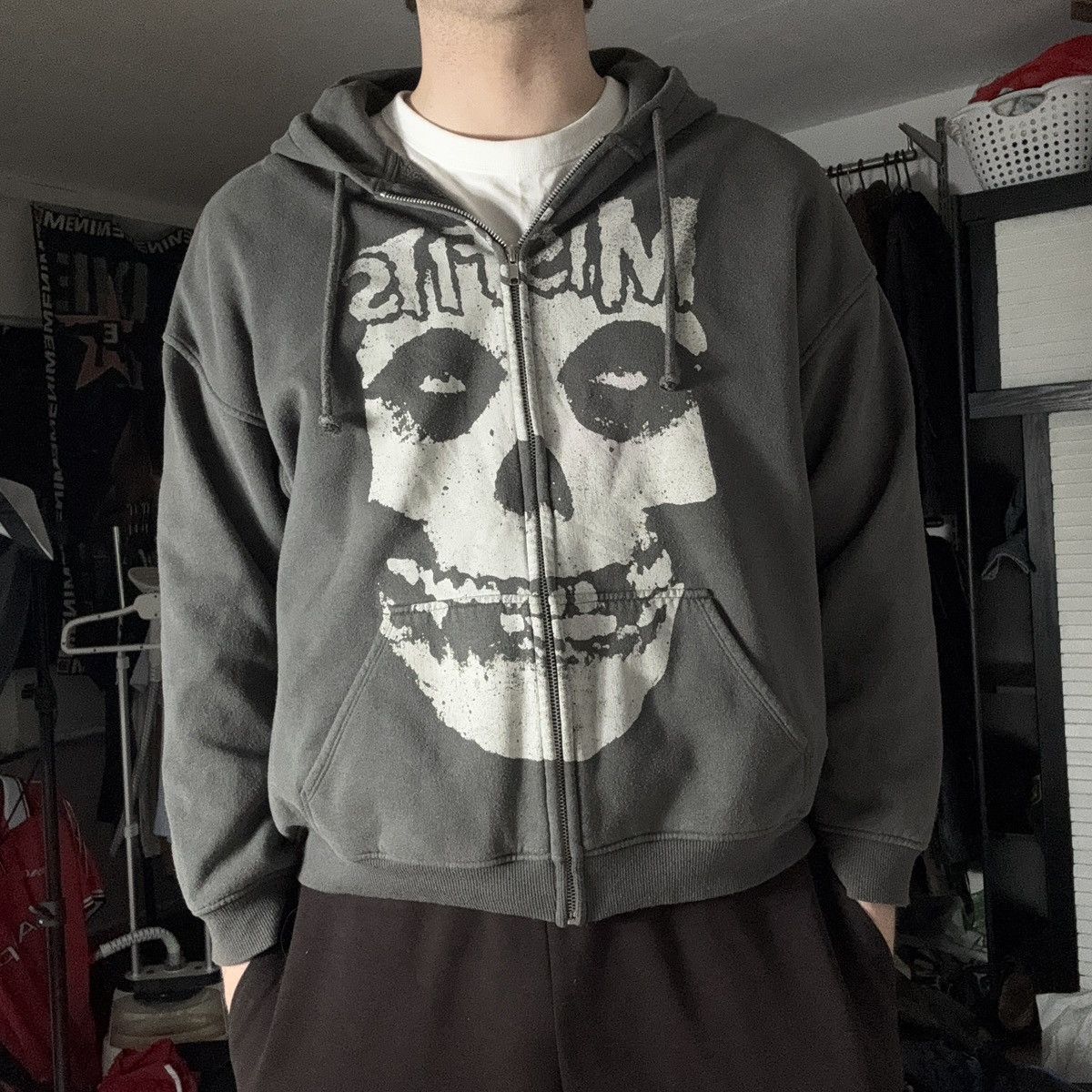 Misfits Misfits Zip Hoodie Gray Washed Faded Vintage 90s Rock
