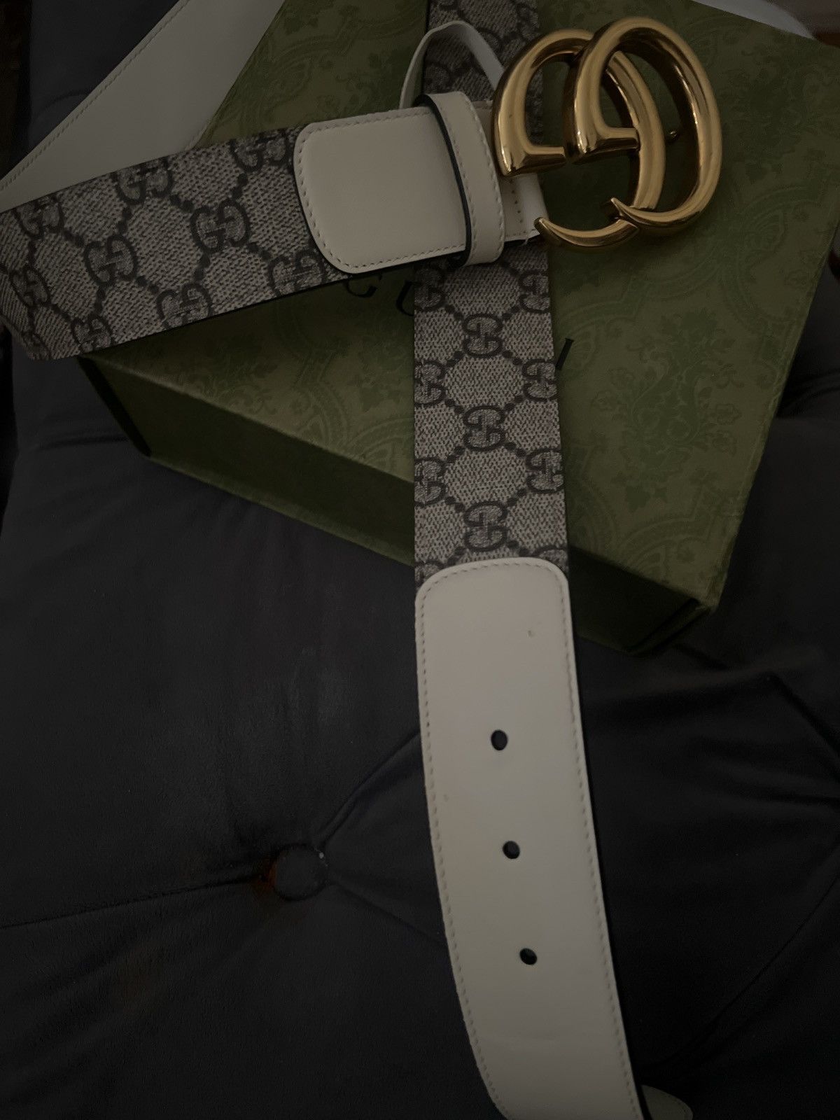 Gucci GUCCI MARMOT GG WHITE GOLD BELT Size ONE SIZE - 3 Thumbnail