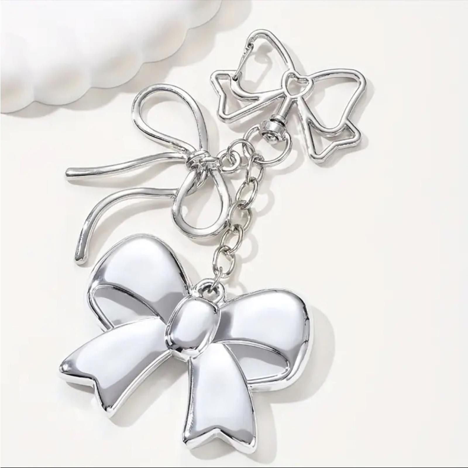 Designer Silver on Stainless Bow Purse Bag Charm Size ONE SIZE - 2 Thumbnail