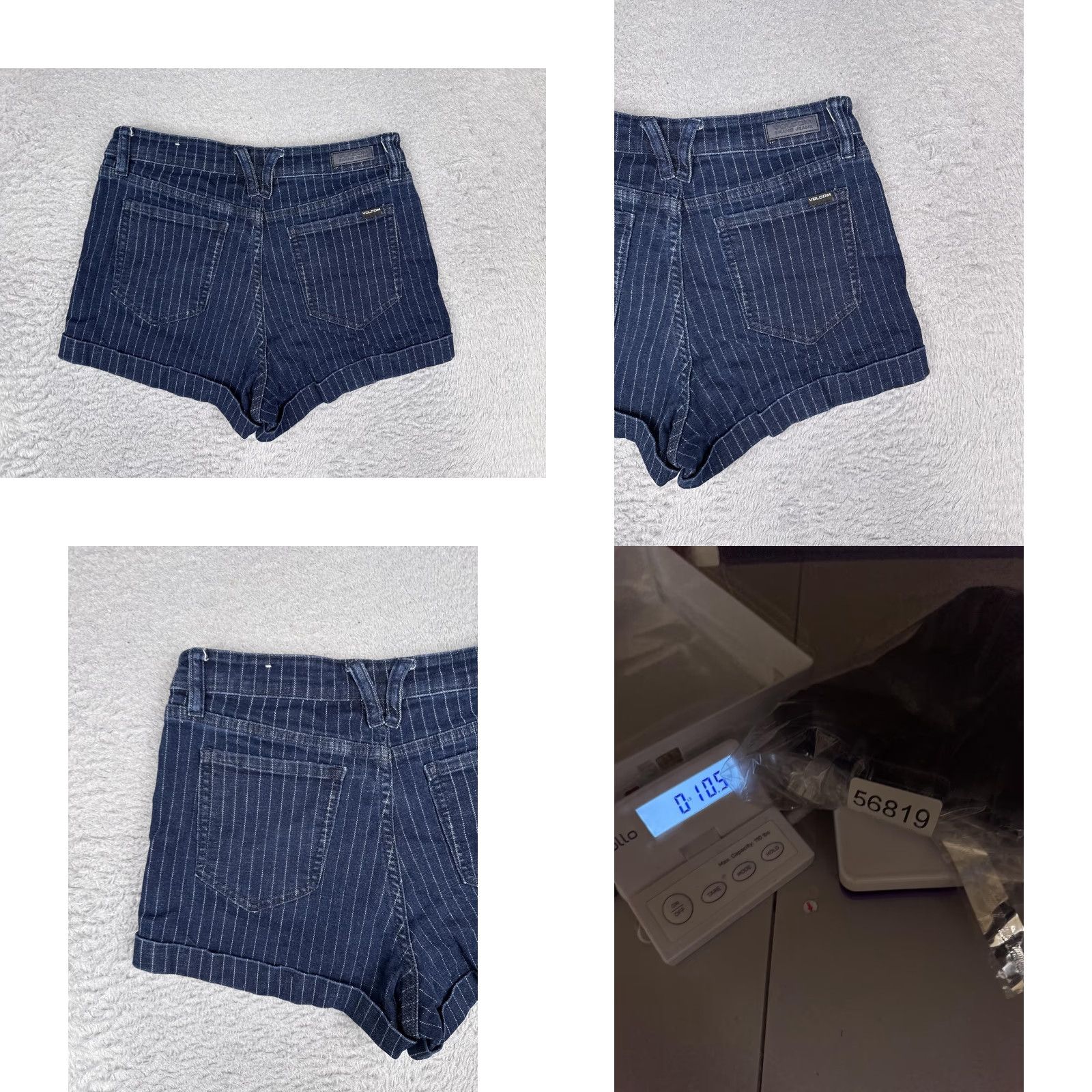Volcom Volcom Denim Shorts Womens 28 Blue High Rise Button Fly Striped Cuffed Cut-Off Stretch Pocket 5-Pocket Casual Summer Varsity American Mens? Size 28" / US 6 / IT 42 - 9 Thumbnail