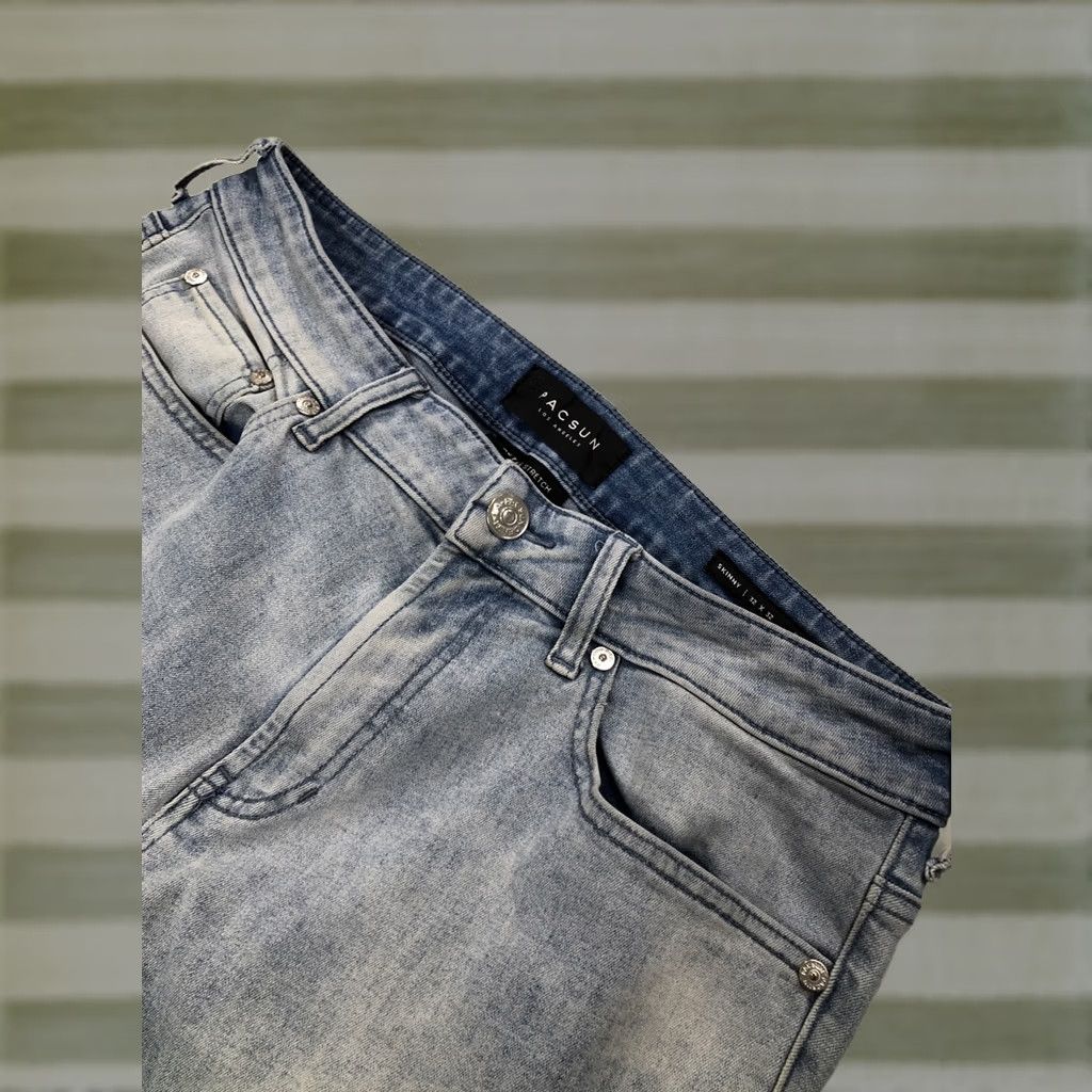 Pacsun Pacsun Jeans Mens 32x29 Skinny Light Wash Distressed Active Stretch Denim Slim Jeans Mens Size US 32 / EU 48 - 1 Thumbnail