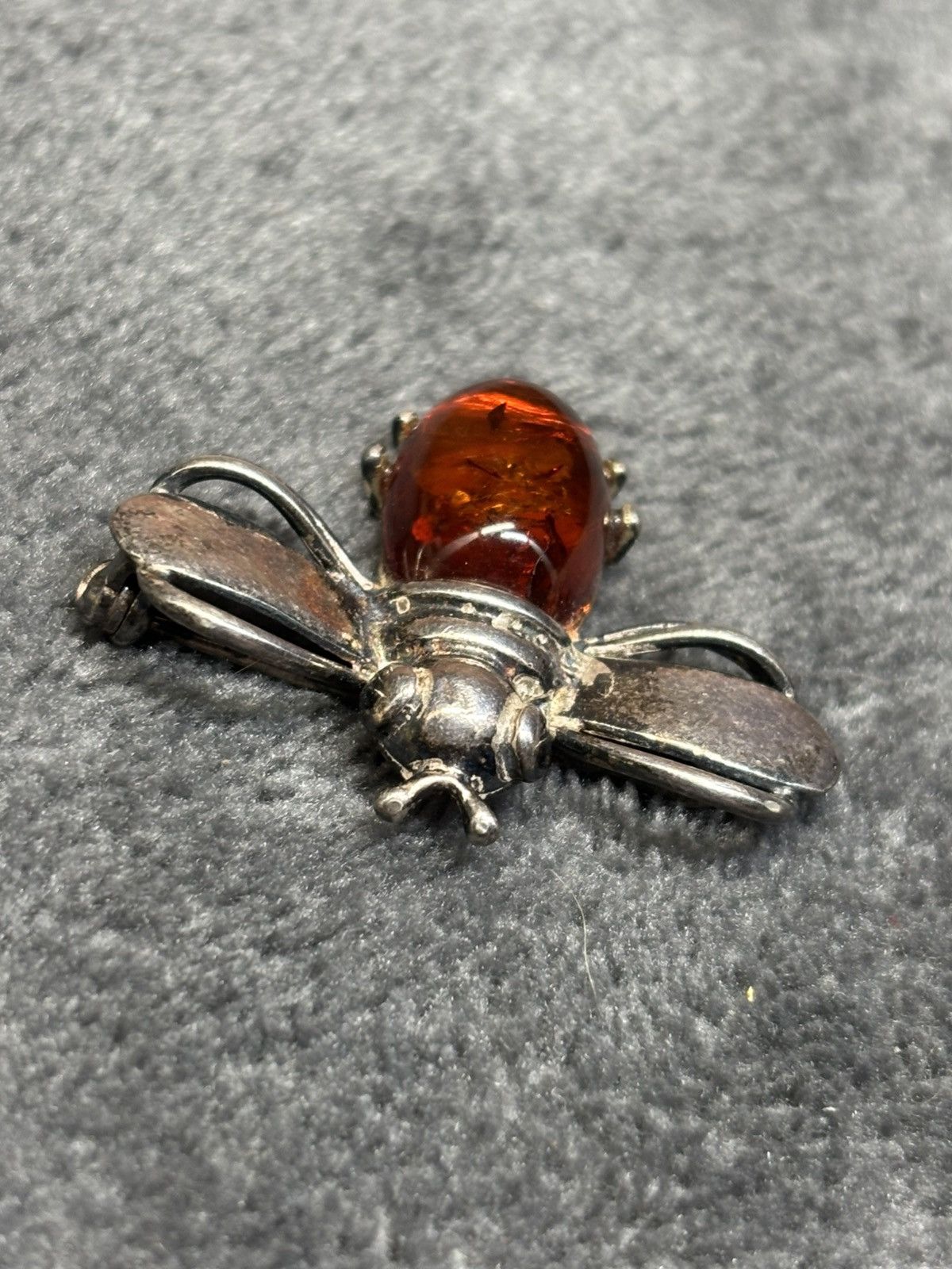 Other Baltic Amber Sterling Silver 925 Brooch Bee Insect Amber Pin Size ONE SIZE - 4 Thumbnail