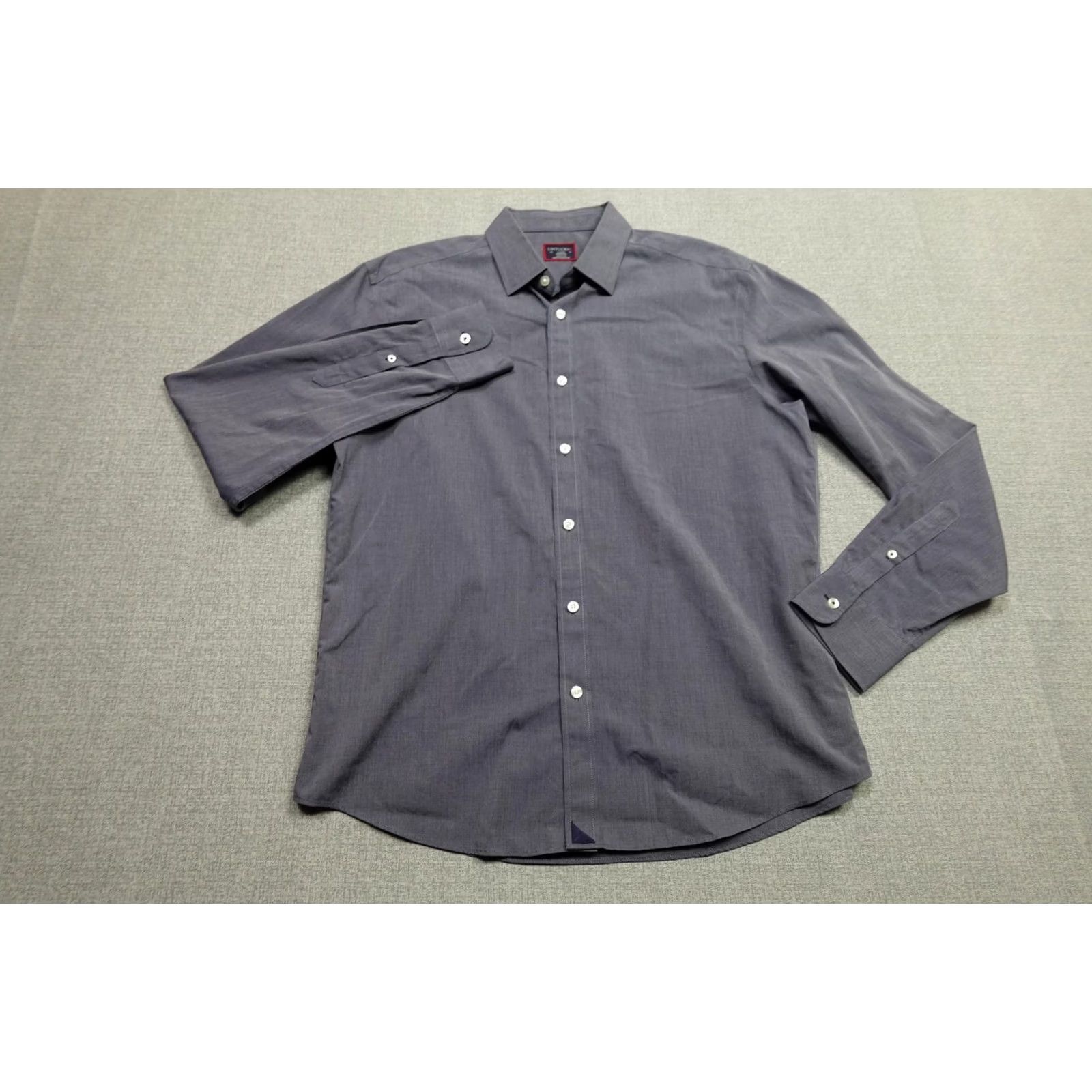 UNTUCKit UNTUCKit Dress Shirt Mens L Gray Stripe Long Sleeve Button Up Wrinkle Free Non-Iron Cotton Size 42R - 3 Thumbnail