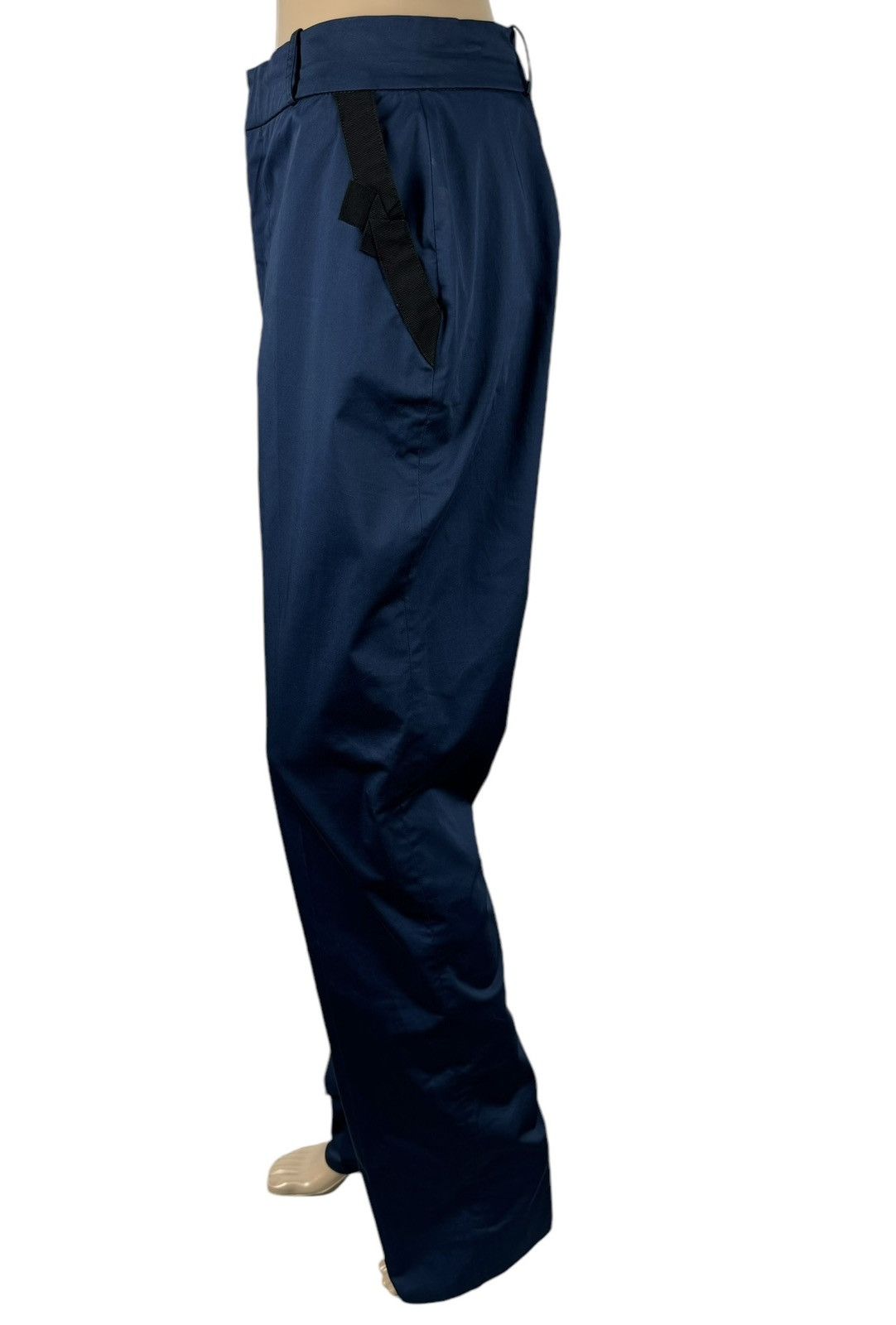 Valentino Valentino Blue Cotton Crystal Detail Straight Formal Pants Size 30" / US 8 / IT 44 - 6 Thumbnail