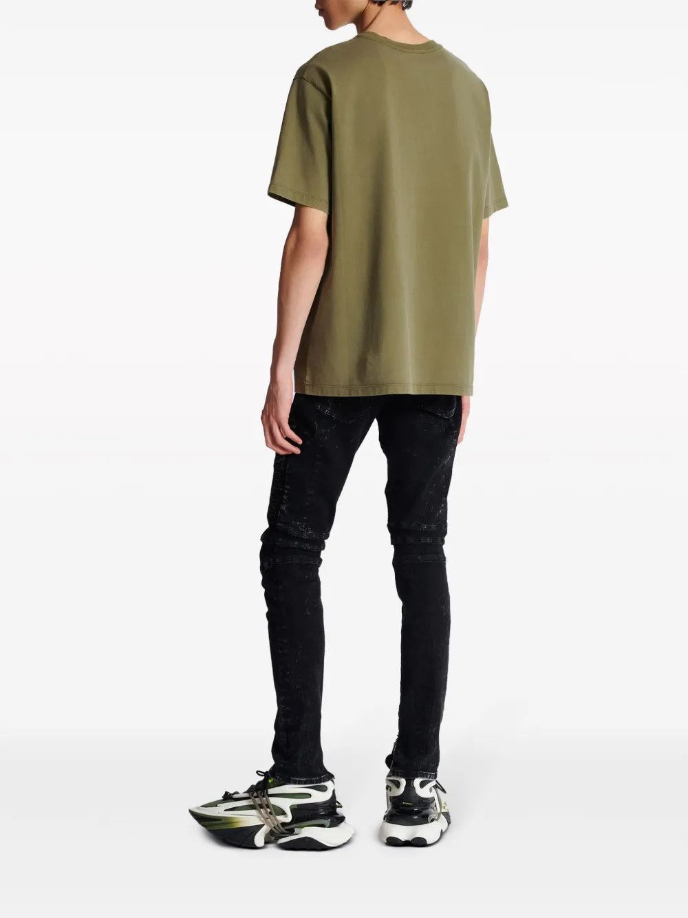 Balmain o1y0426 Logo Crewneck T-Shirt in Military Green Size US XS / EU 42 / 0 - 4 Thumbnail