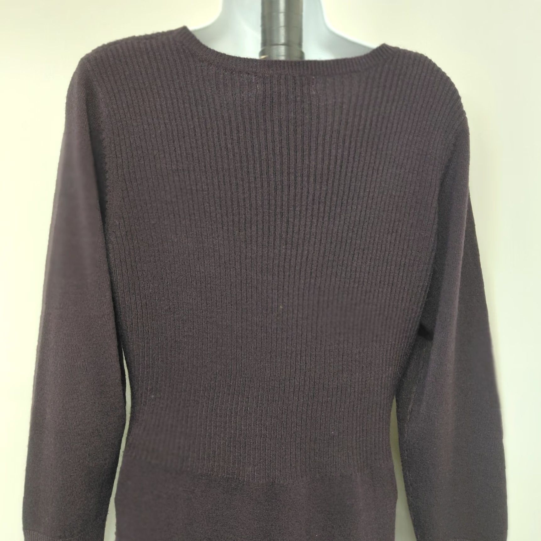 Vintage Dressbarn Dress Purple Scoop Neck Pleated Knit 3/4 Sleeve L Women's Large Bohemian Classic City Dress Size L / US 10 / IT 46 - 7 Thumbnail