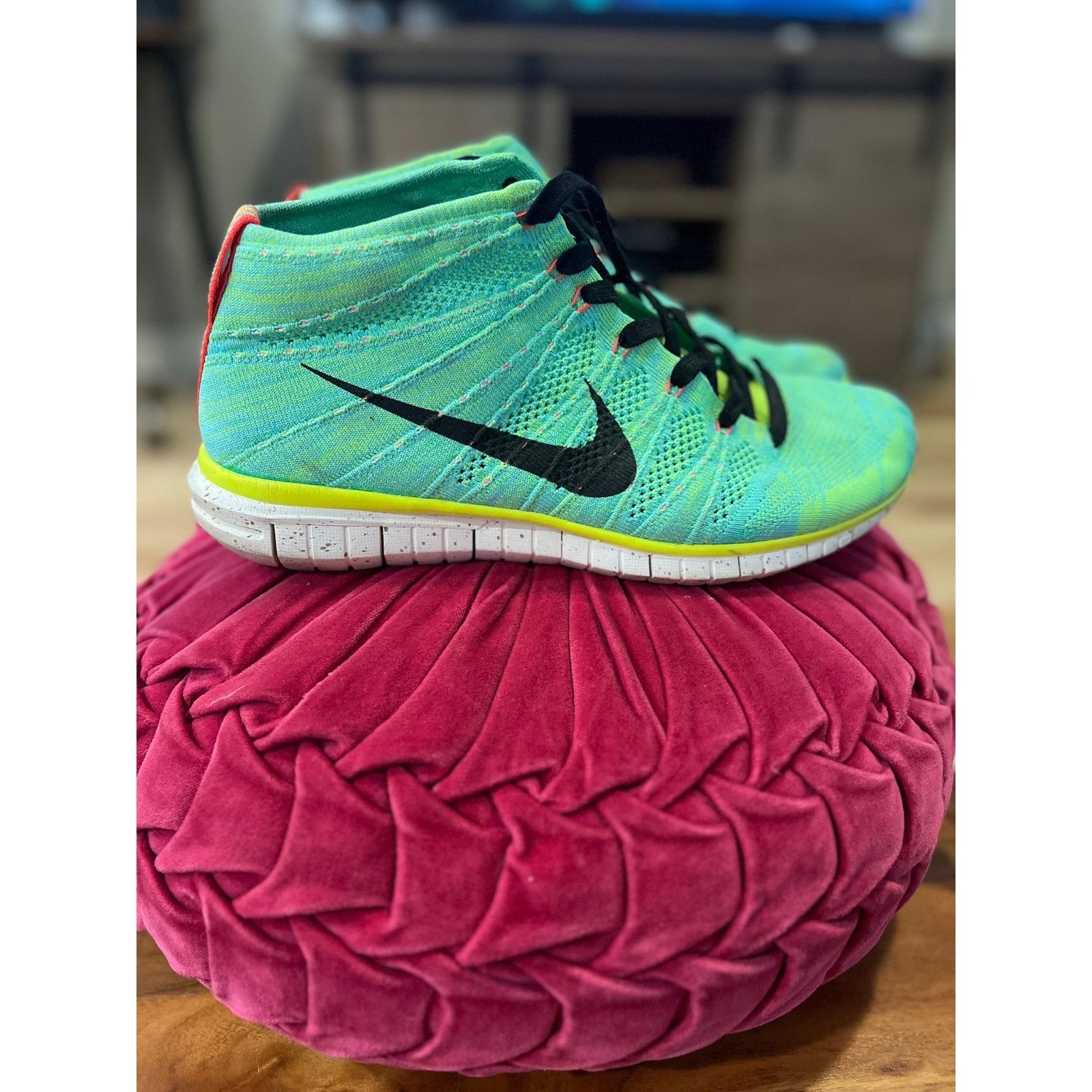 Nike Nike Free Flyknit Chukka Sneakers Mens US 12 Turquoise Runni Size US 12 / EU 45 - 3 Thumbnail