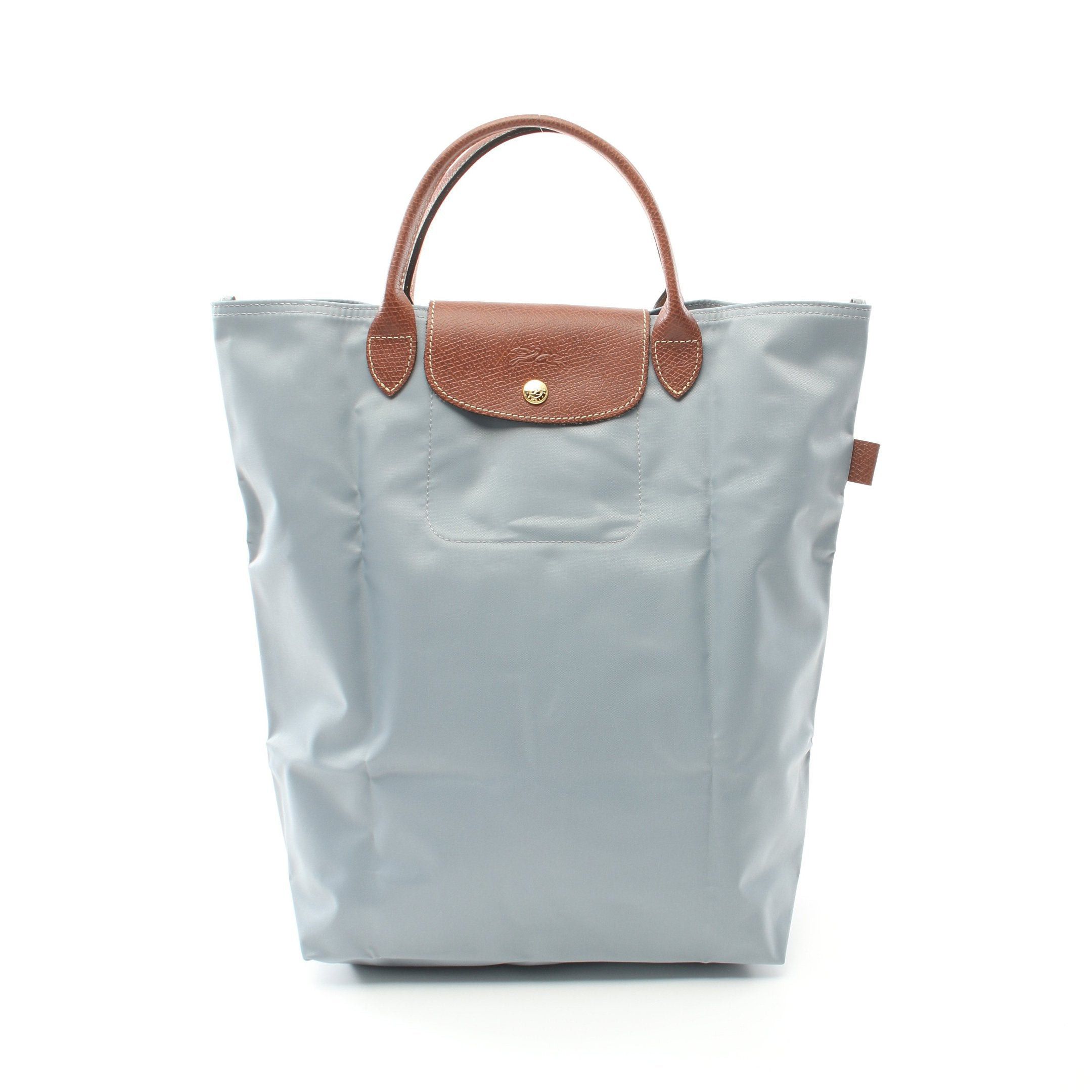 Longchamp Longchamp Le Preage Original M Shopping Bag Handbag Tote Nylon Leather Blue Gray Brown Size ONE SIZE - 1 Thumbnail