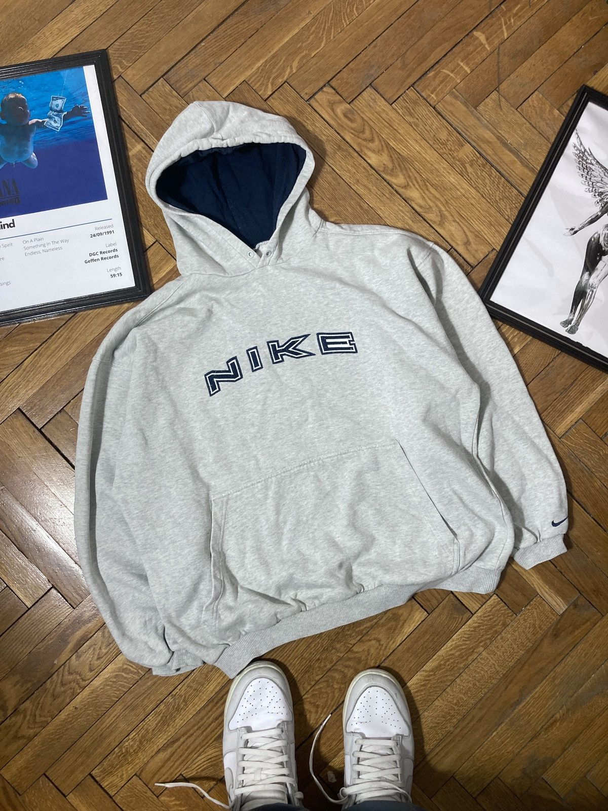 Pre-owned Nike X Vintage Nike Big Logo Gray Sweatshirt 90's Y2k Usa In Grey