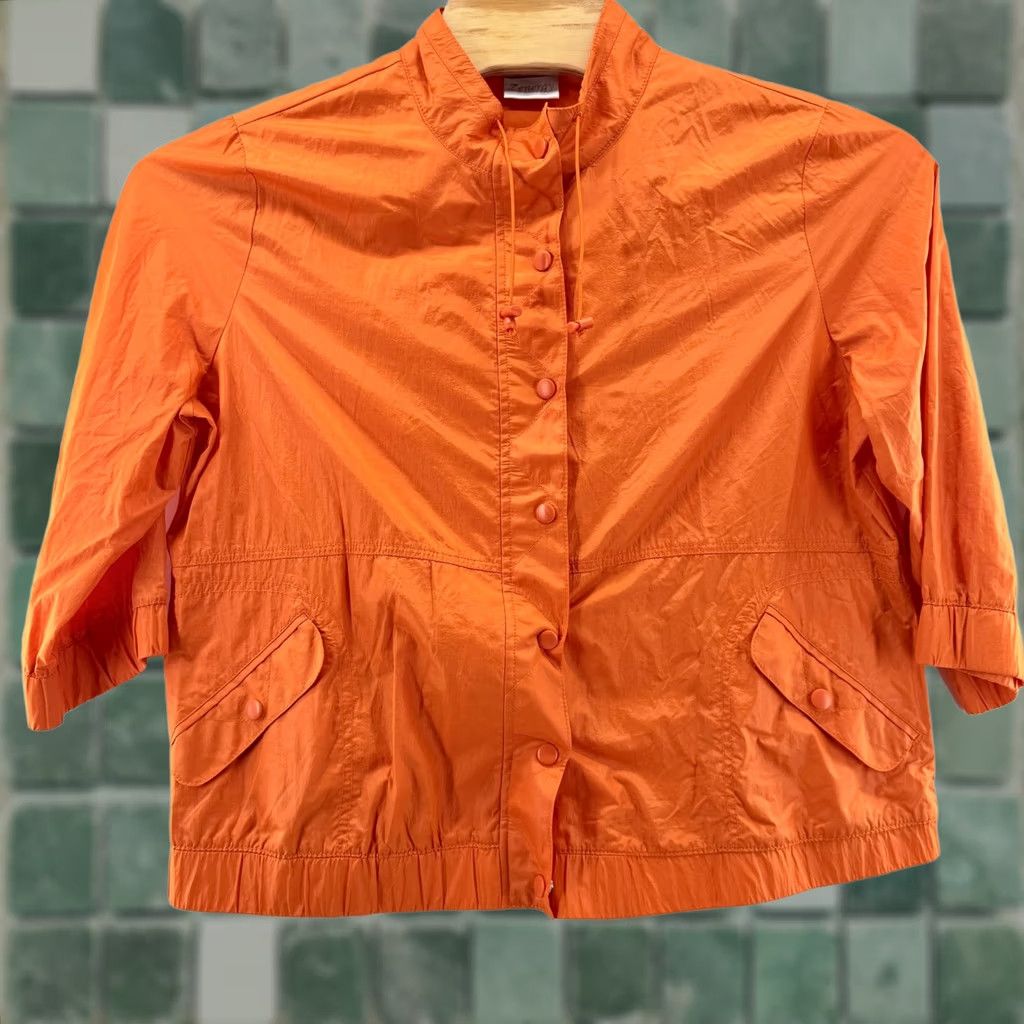 Vintage Zenergy Chico's Jacket Orange Three-Quarter Sleeve Lightweight Nylon Button Front Pocket - Women XL Size XL / US 12-14 / IT 48-50 - 1 Thumbnail