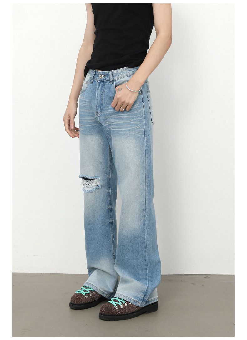Japanese Brand × Jean American high street blue washed bootcut ripped jeans Size US 32 / EU 48 - 5 Thumbnail