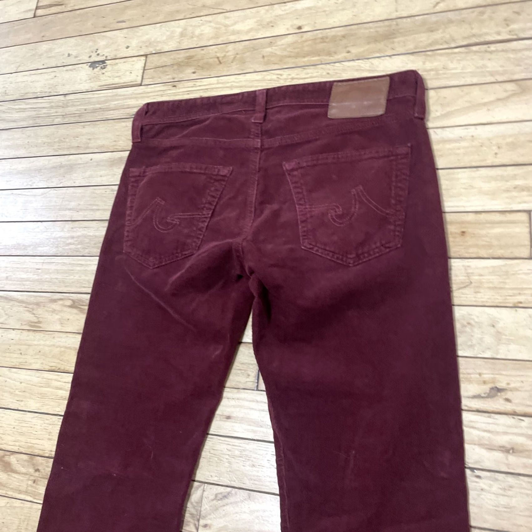 Vintage ADRIANO GOLDSCHMIED Corduroy Pants Men 30x35 The Matchbox Slim Straight Maroon Red Slim Chino 5-Pocket USA City Preppy Men Size US 30 / EU 46 - 3 Thumbnail
