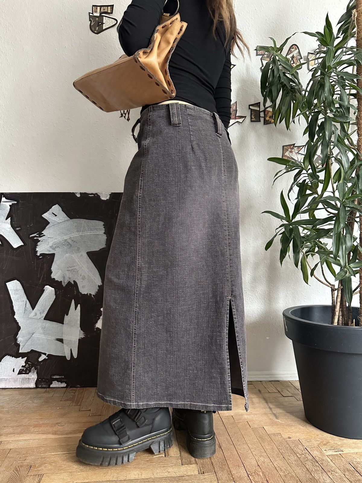 20471120 × Seditionaries Vintage Basic Gray Maxi Denim Skirt Punky Subversive Size 26" / US 2 / IT 38 - 3 Thumbnail