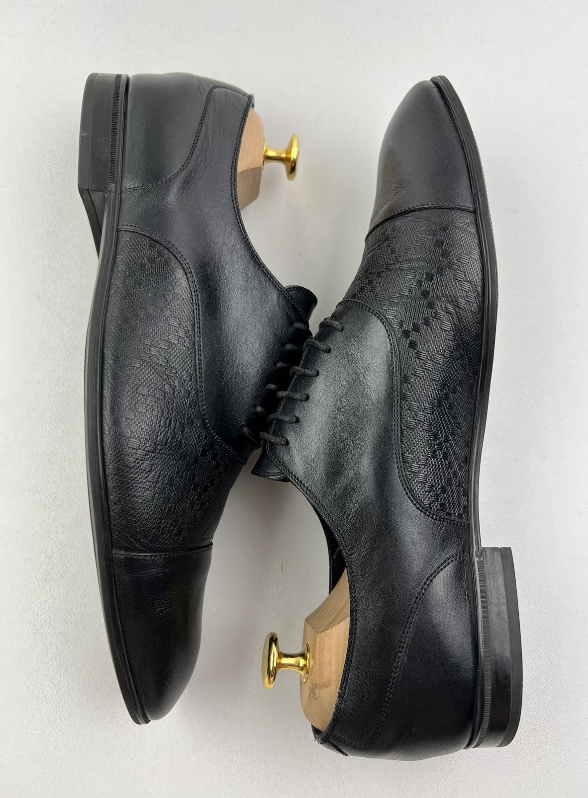 Gucci GUCCI Oxfords Leather Shoes Diamond Embossing Black Men’s Size US 9 / EU 42 - 9 Thumbnail