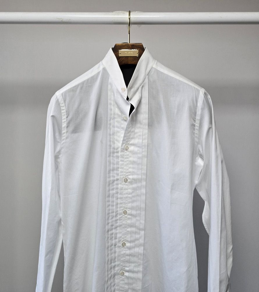 Tom Ford o1sm1stk0824 Slim Pot Pin Tuck Mandarin Collar Shirt White Size US M / EU 48-50 / 2 - 3 Thumbnail