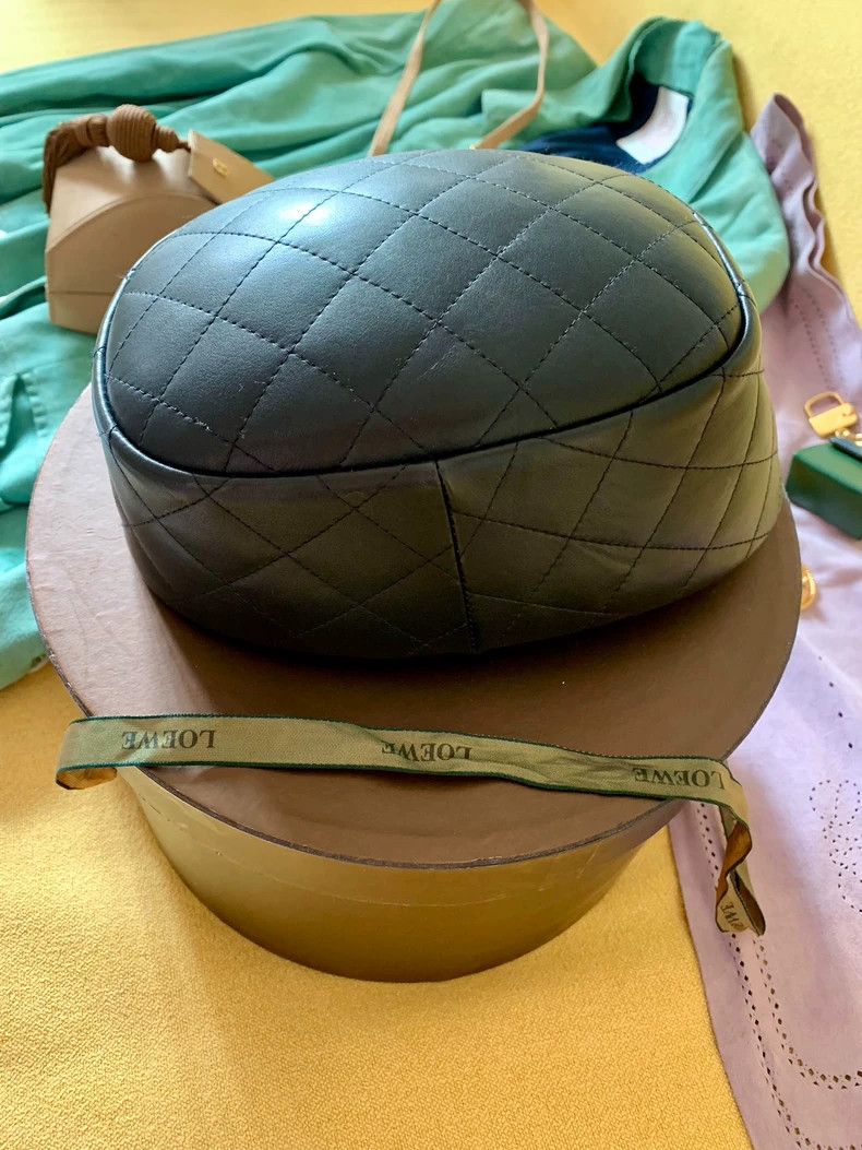 Loewe Loewe Black leather cap with diamond trim Size ONE SIZE - 3 Thumbnail