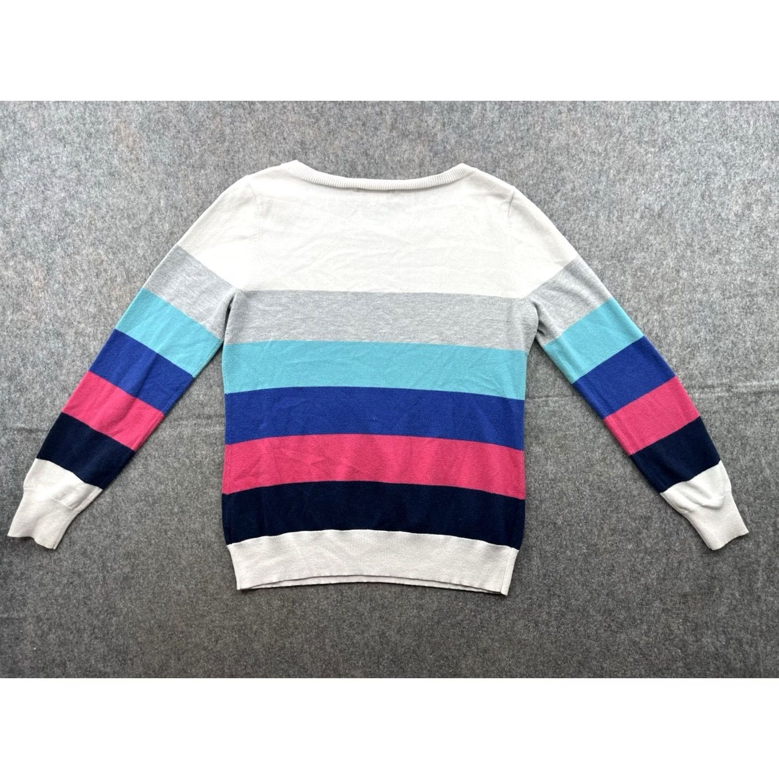 Liz Claiborne Liz Claiborne Multicolor Striped Long Sleeve Pullover Sweater | Size M | Womens Pullover Knit Sweater Size M / US 6-8 / IT 42-44 - 6 Thumbnail