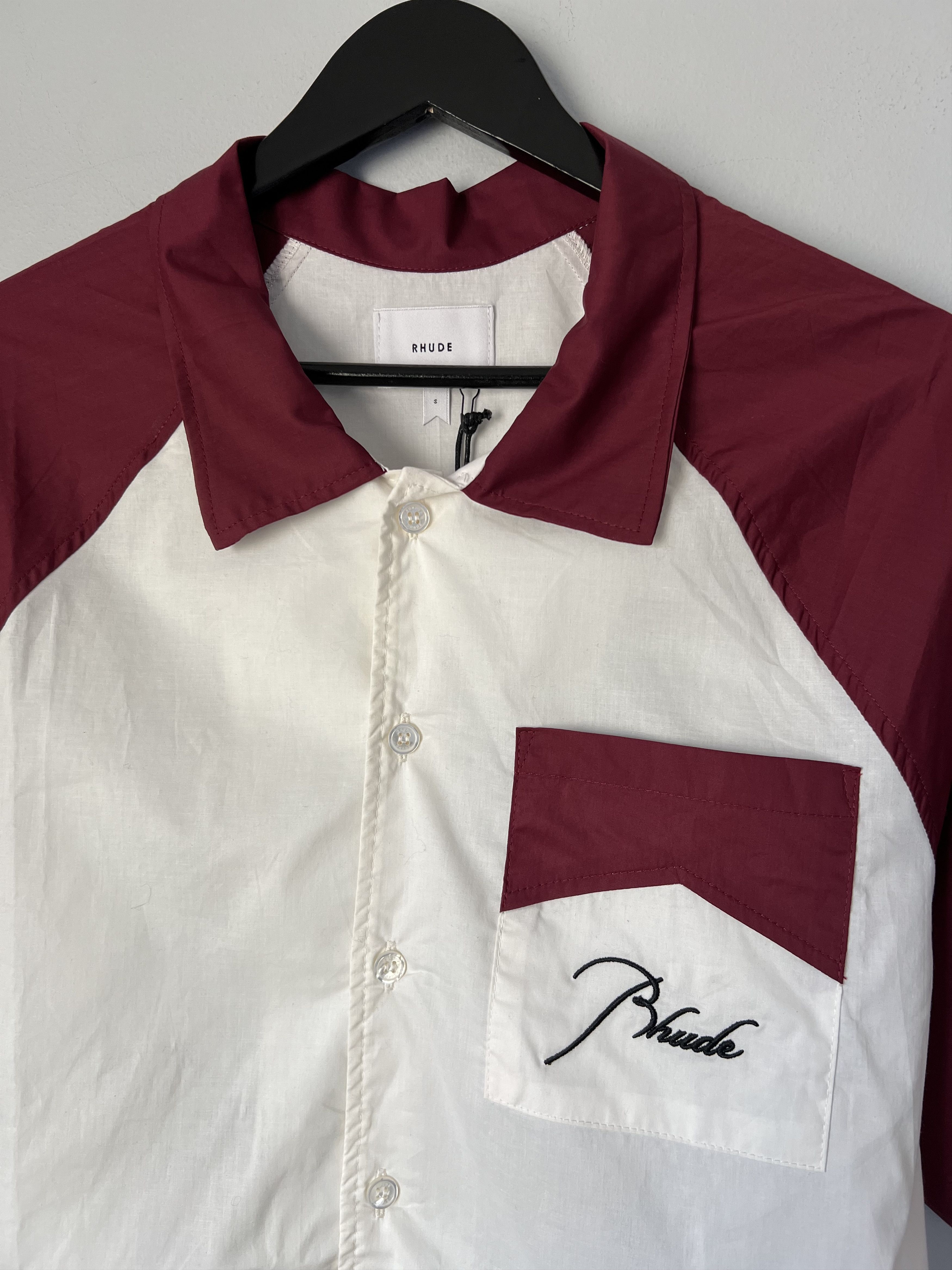 Rhude Rhude Raglan Poplin Button Up Shirt in Maroon Size US S / EU 44-46 / 1 - 2 Thumbnail