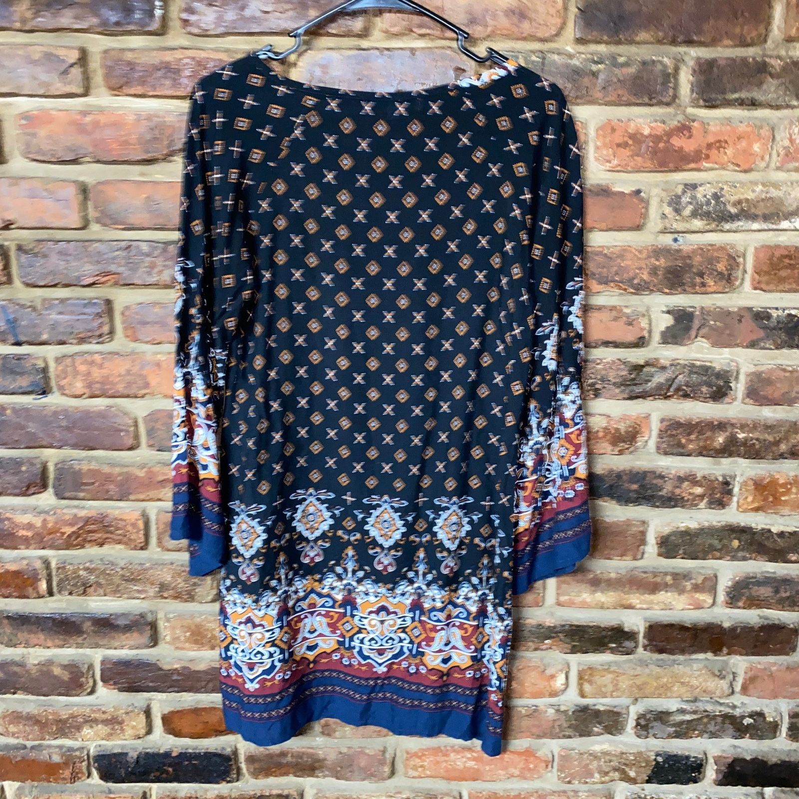 Other Risesun Black Printed Long Sleeve Mini Shift Dress Small Size S / US 4 / IT 40 - 6 Thumbnail