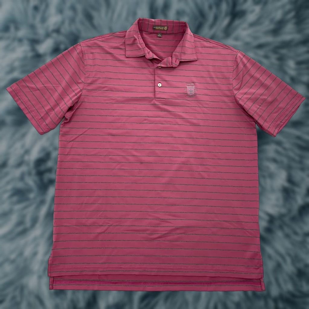 Peter Millar Shirt Adult Large Pink Polo Stripe Summer Comfort Western Amateur L