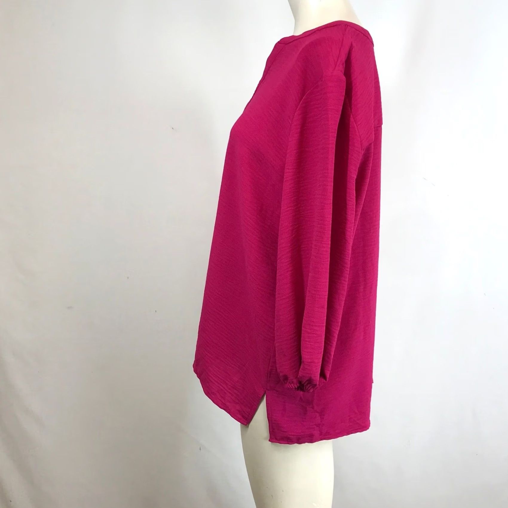 Vintage Chicos Blouse V-Neck Flutter Sleeve 3/4 Size 2 Womens Pink Raspberry Truffle Knit Pullover Size XS / US 0-2 / IT 36-38 - 6 Thumbnail