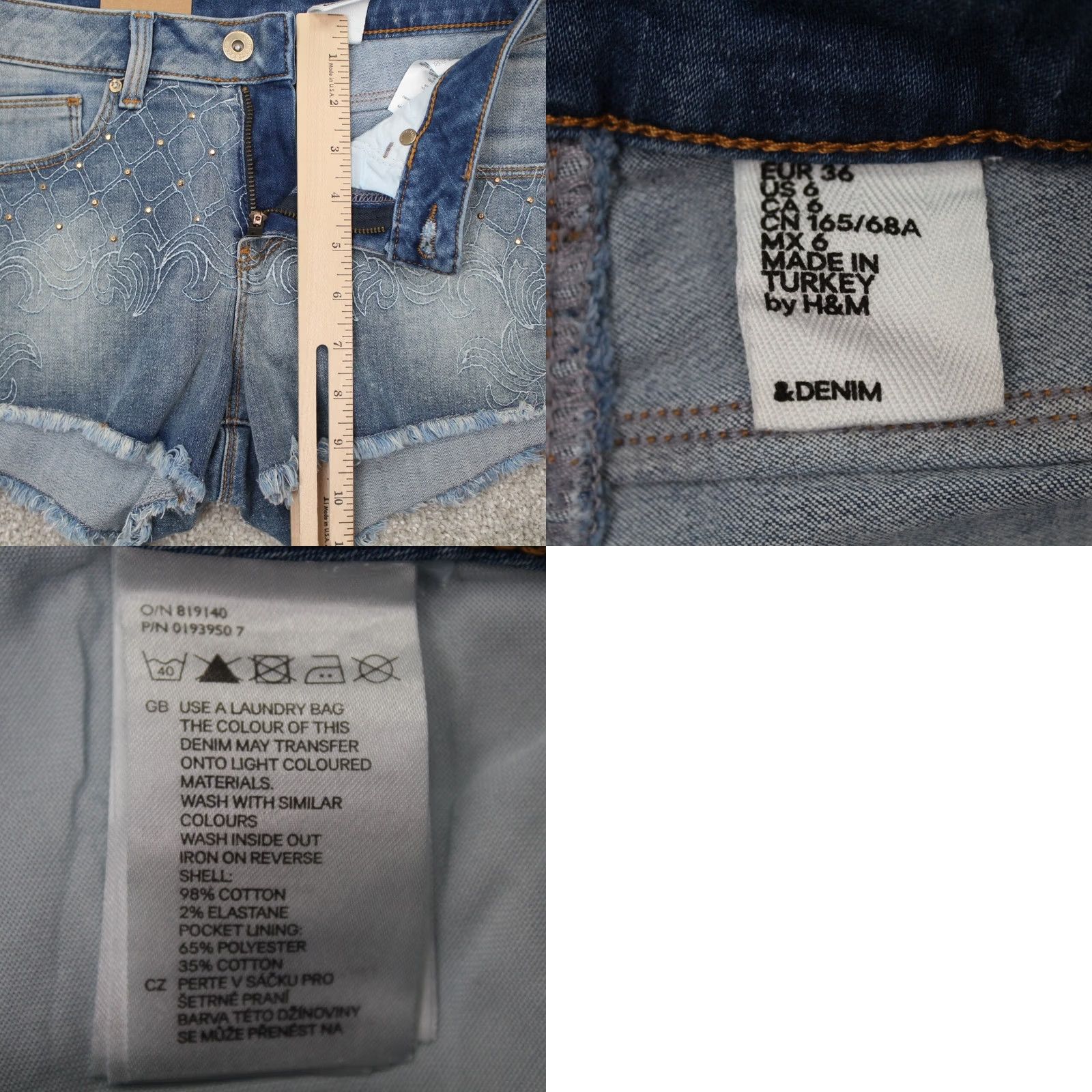 H&M H&M Denim Jean Shorts Womens 6 Blue Cotton Stretch 5-Pocket Cut Off NWT Jeans Shortie 90s Theme Girls? Size 28" / US 6 / IT 42 - 8 Thumbnail