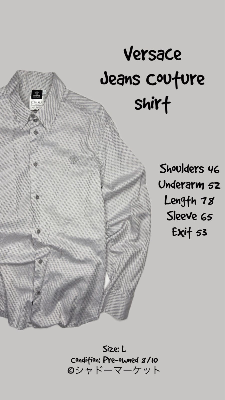 Versace Jeans Couture Versace Jeans Couture Striped Shirt – Grey L Size US L / EU 52-54 / 3 - 1 Thumbnail