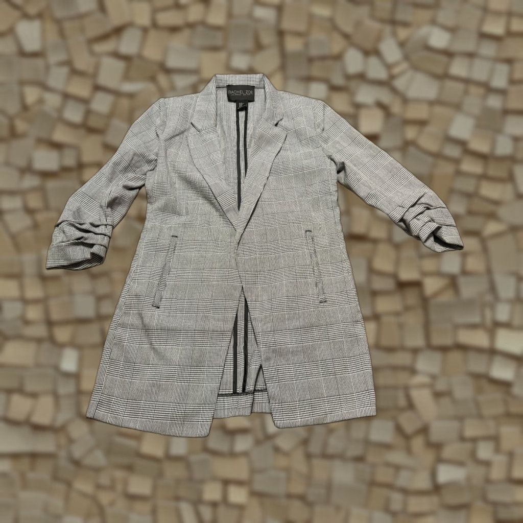 Rachel Zoe Rachel Zoe Blazer Women's XS Gray Long Sleeve Houndstooth Pockets Modern Tuxedo Size XS / US 0-2 / IT 36-38 - 1 Thumbnail