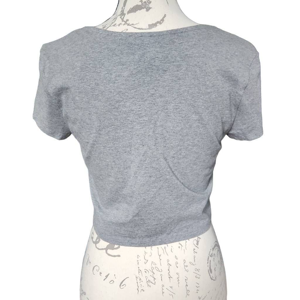 Forever 21 Forever 21 Women's Size Large Gray Black Zip Down Crop Top Size L / US 10 / IT 46 - 5 Thumbnail
