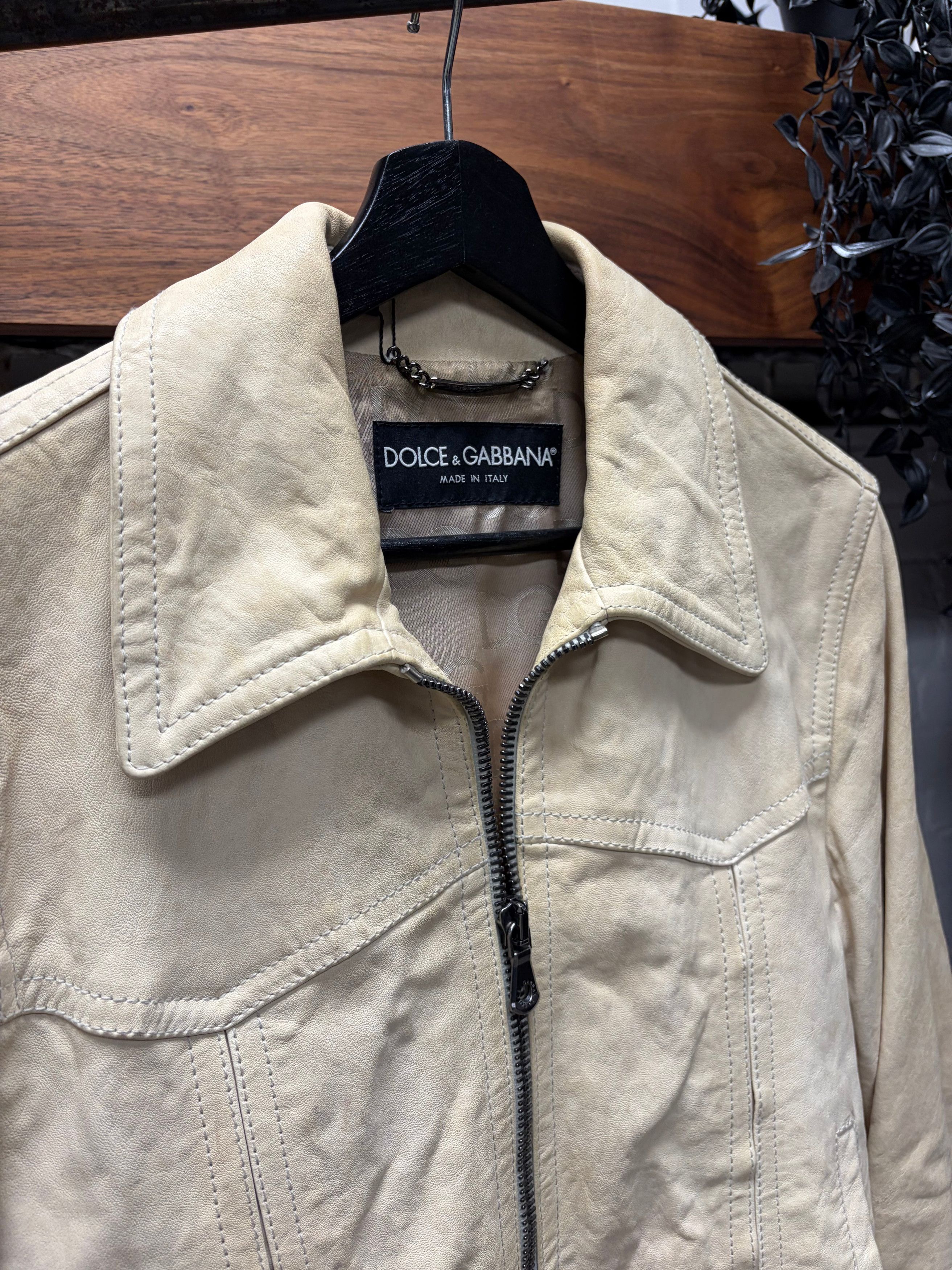 Dolce & Gabbana 2000s Dolce & Gabbana Mainline Cream White Western Leather Jacket Size US M / EU 48-50 / 2 - 2 Thumbnail