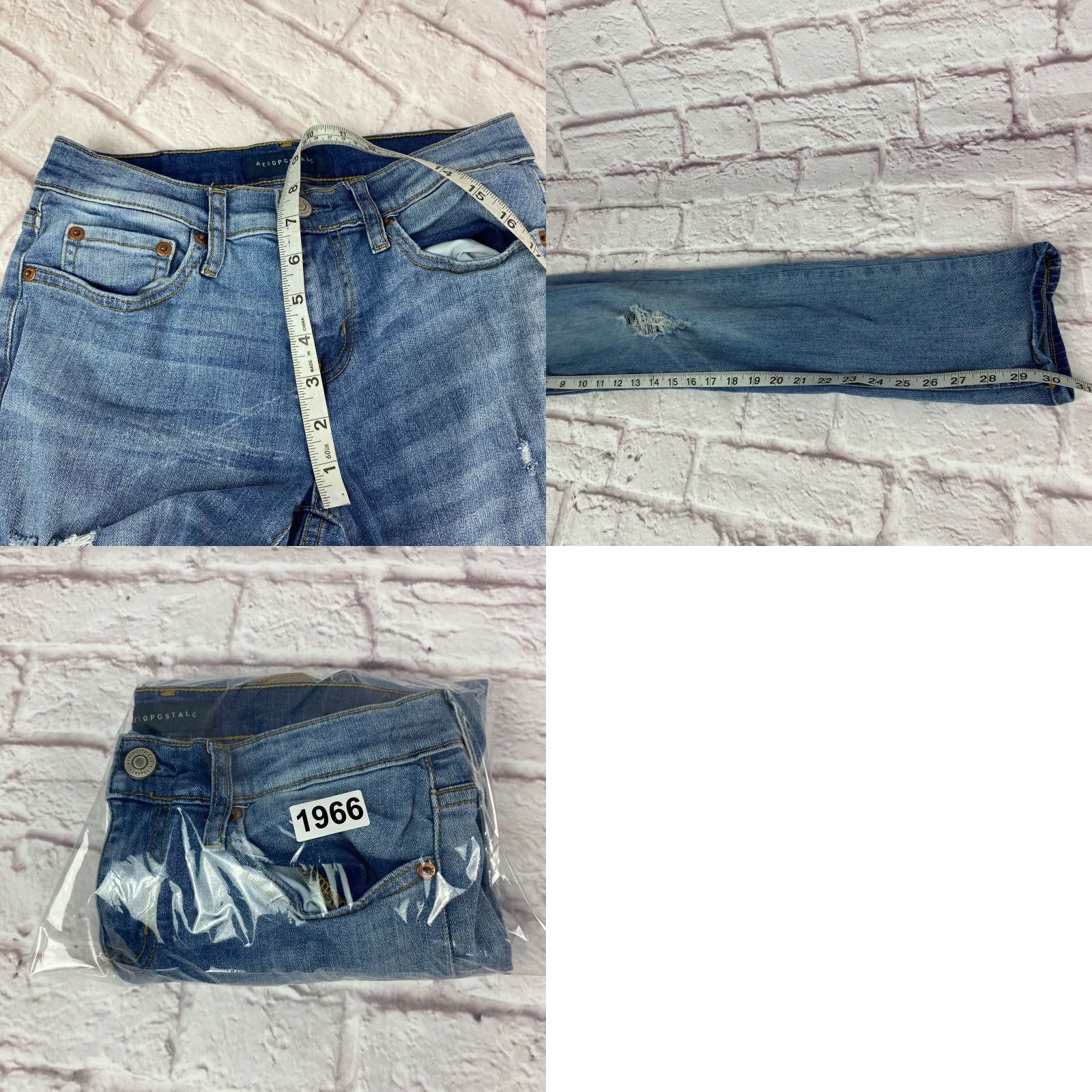 Vintage Aéropostale Womens Skinny Jeans Size 6 Blue Low Rise Distressed Stretch Jeans Size 28" / US 6 / IT 42 - 8 Thumbnail