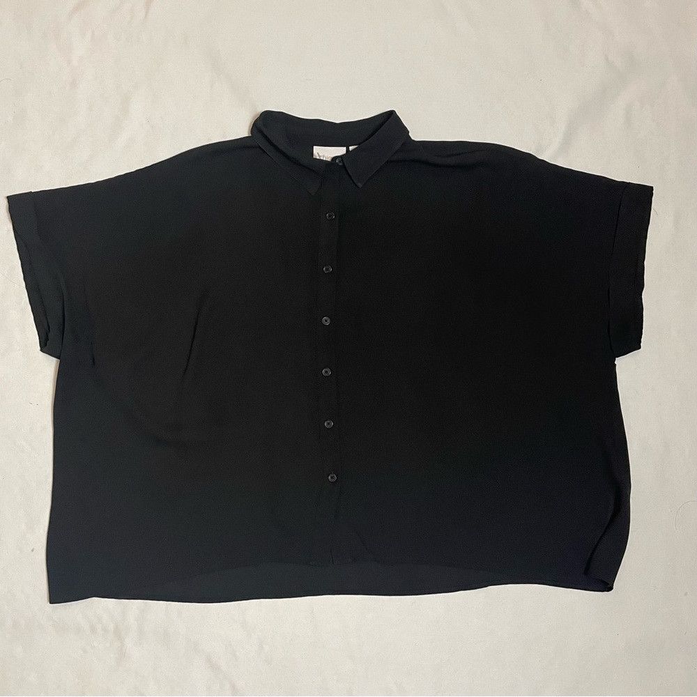 Chicos Chico's Gia Boxy Black Short Sleeve Blouse Size 1 US M Size M / US 6-8 / IT 42-44 - 9 Thumbnail