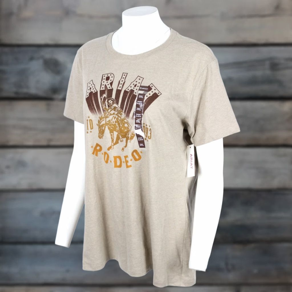 Ariat Ariat Women's T Shirt 2XL Rodeo Graphic Short Sleeve Oatmeal Heather Size XXL / US 16-18 / IT 52-54 - 1 Thumbnail