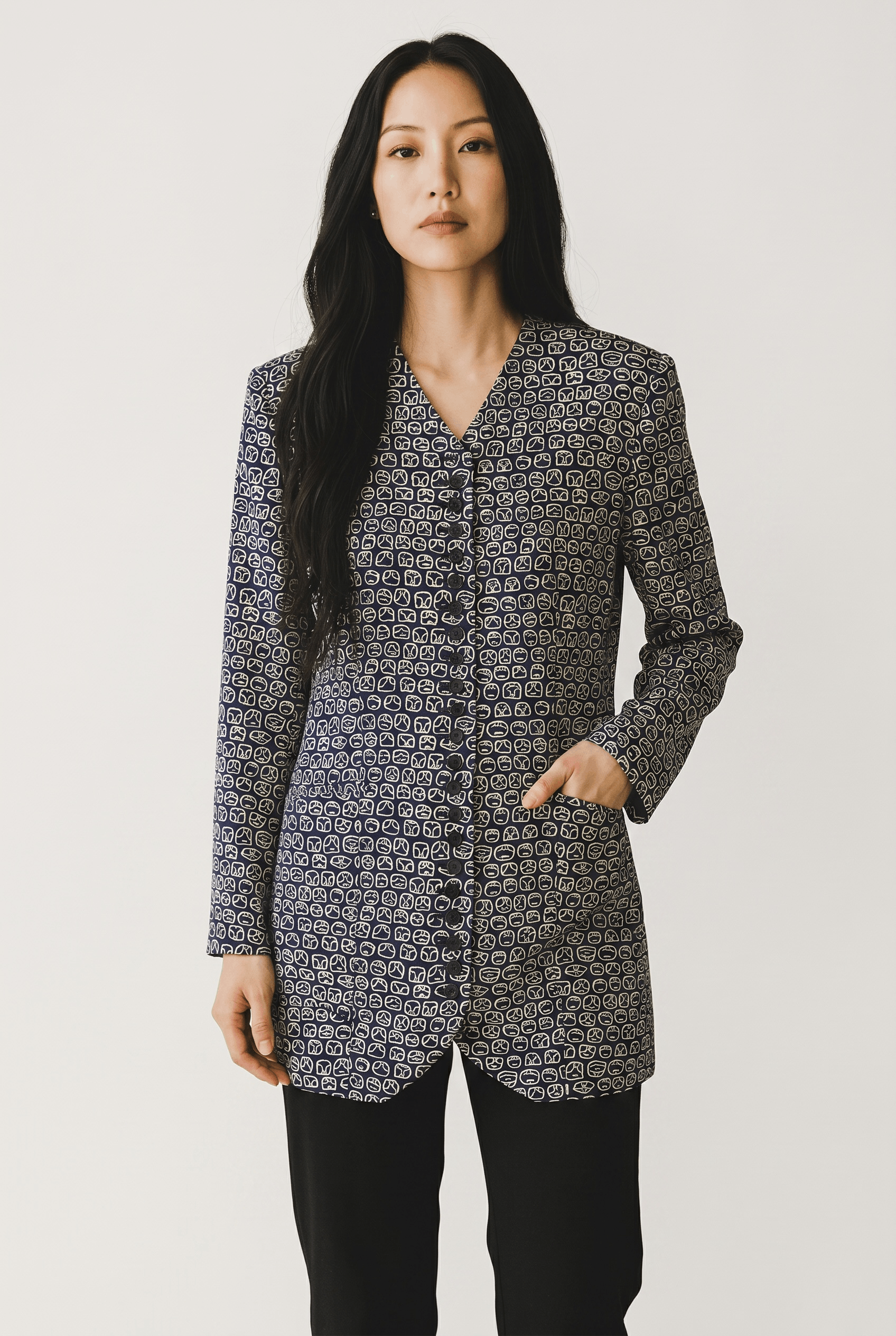 Norma Kamali Vintage Norma Kamali Abstract Print Button Blazer Jacket Size S / US 4 / IT 40 - 1 Thumbnail