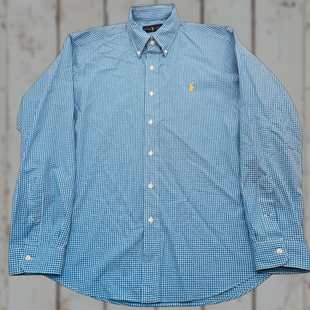 Ralph Lauren Ralph Lauren Dress Shirt Long Sleeve Button-Down Collar Mens Large Blue Check 100% Cotton 2827 Size US L / EU 52-54 / 3 - 1 Thumbnail