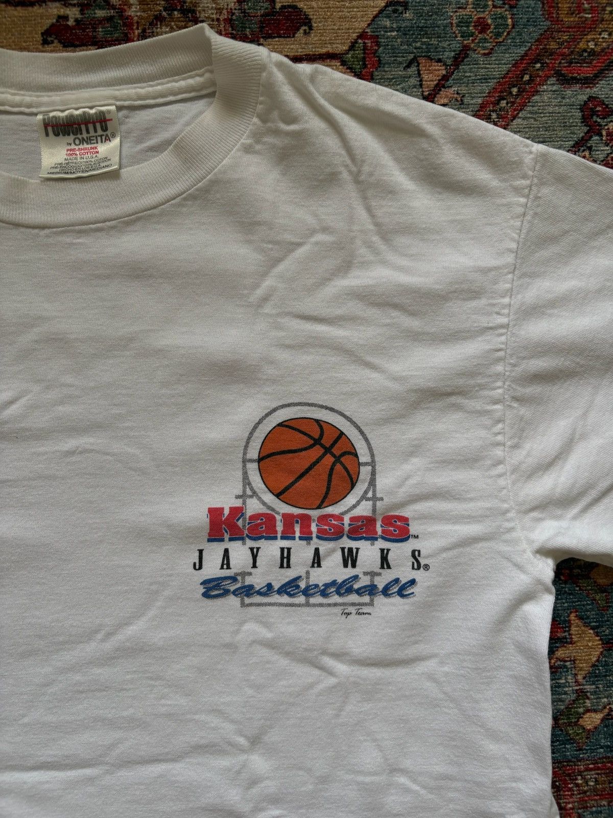 Vintage Kansas Jayhawks Basketball Single Stitch Tee Size US M / EU 48-50 / 2 - 2 Thumbnail