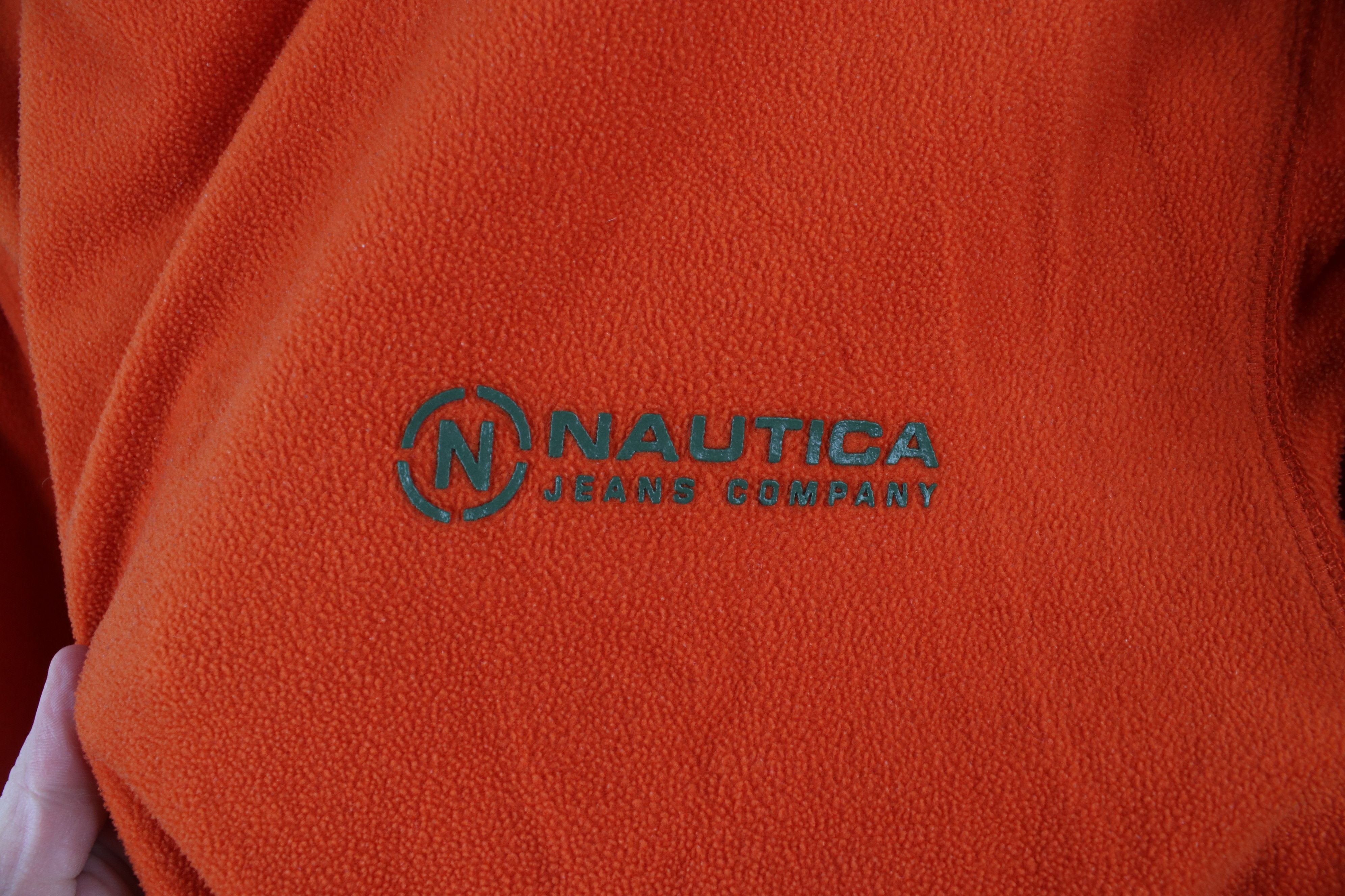 Nautica × Vintage Vintage 90s Nautica Spell Fleece Crewneck Sweater Orange USA Size US XL / EU 56 / 4 - 4 Thumbnail