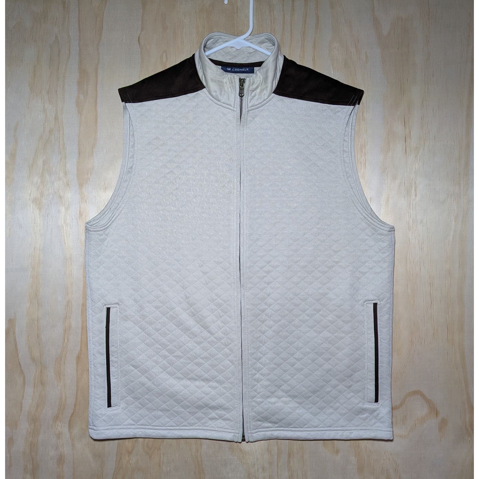 Cremieux Cremieux Men's Large Quilted Vest Beige Brown Full Zip Size US L / EU 52-54 / 3 - 1 Thumbnail