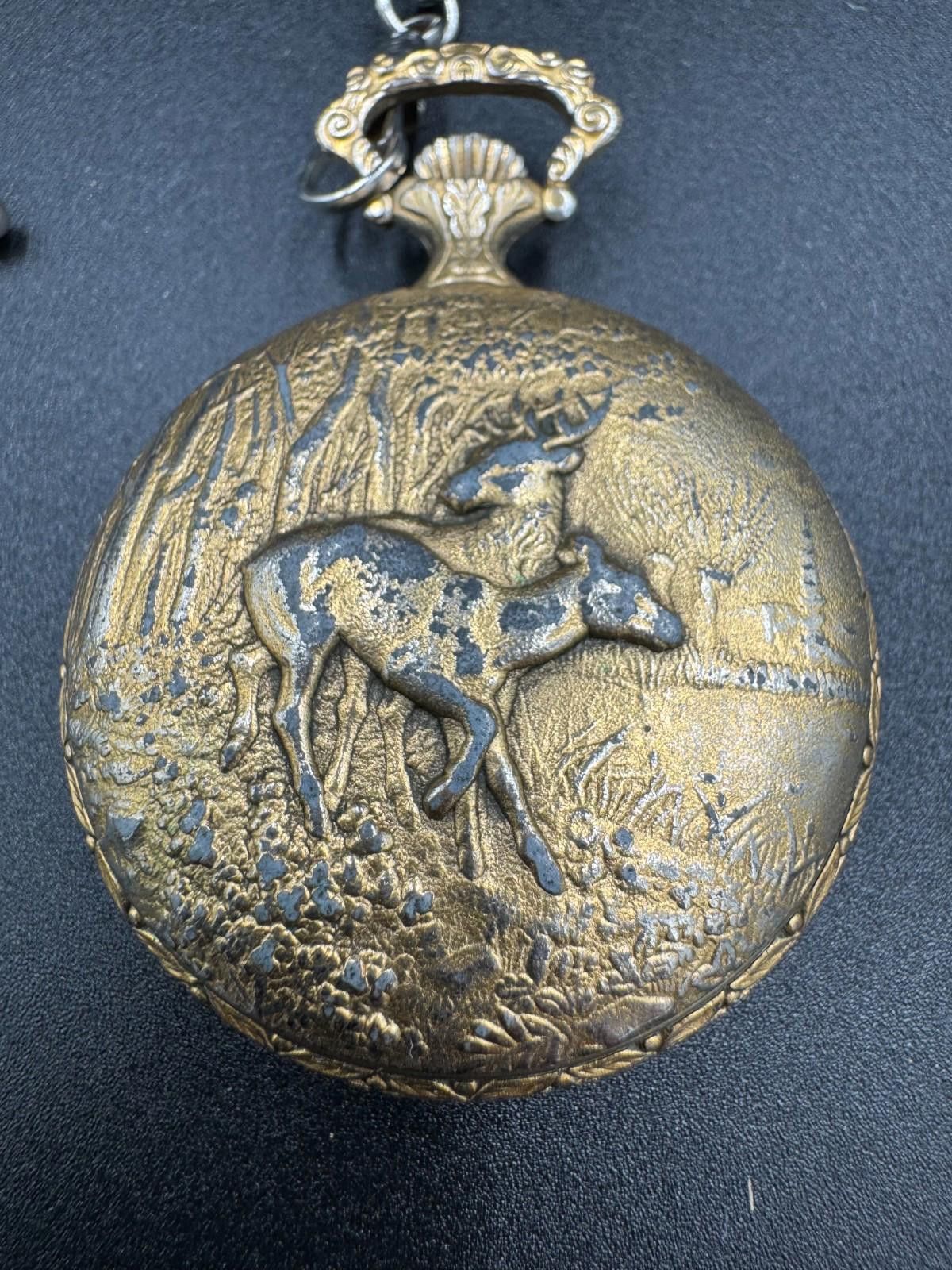 Majestic Vintage Majestime Swiss 17 Jewels Incabloc Deer Hunter Pocke Size ONE SIZE - 2 Thumbnail