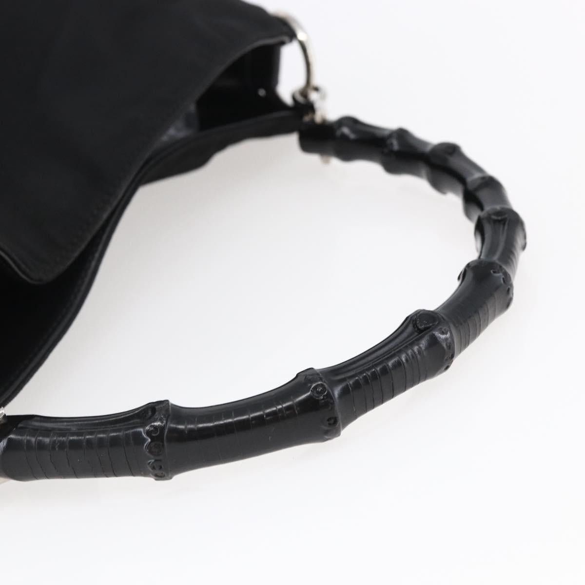 Gucci GUCCI Bamboo Hand Bag Nylon Black Silver 001 1638 001 1638 Size ONE SIZE - 7 Thumbnail