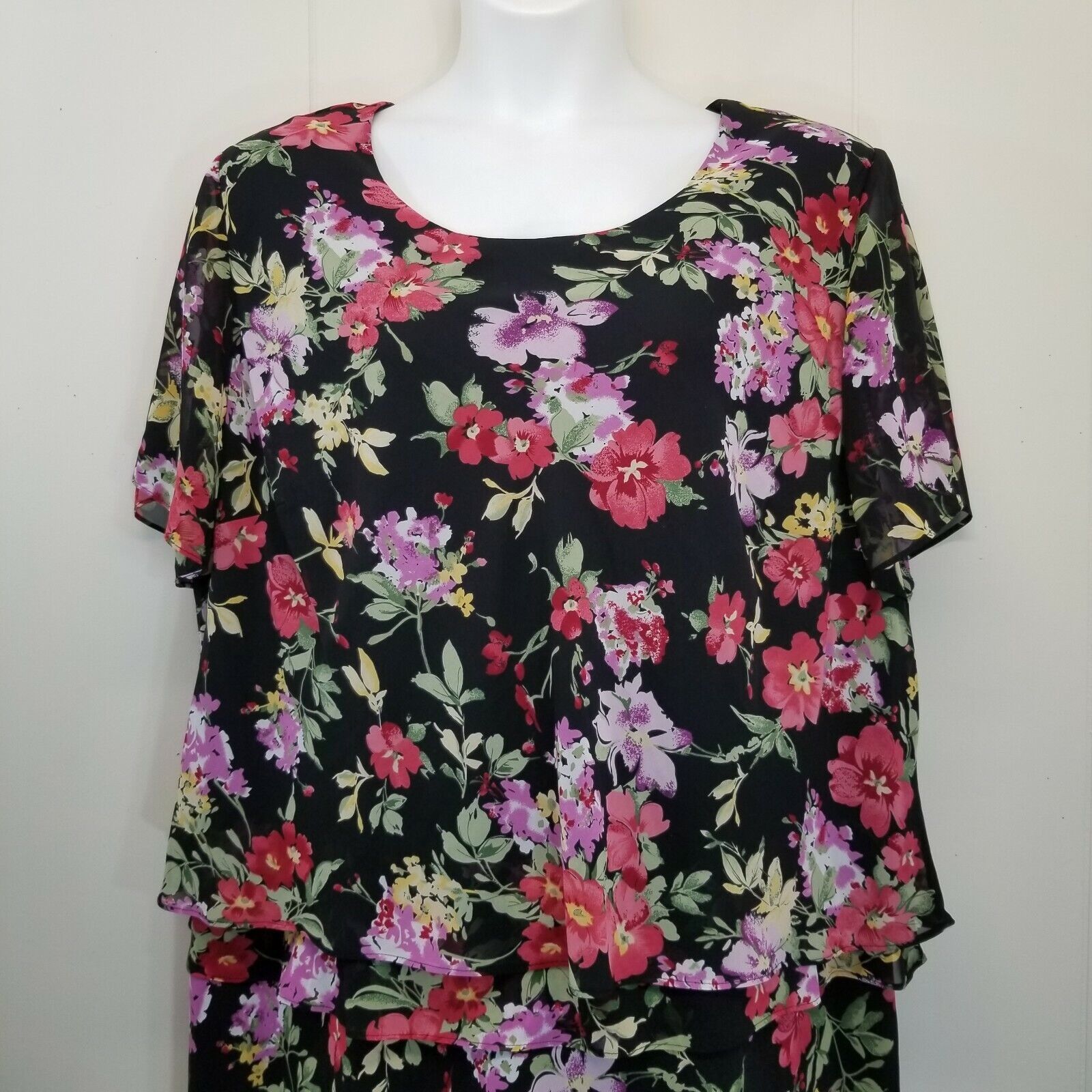 Other JBS 26WP Dress Floral Pink Purple Tiered Modest Church Long Size 4XL / US 24-26 - 2 Thumbnail