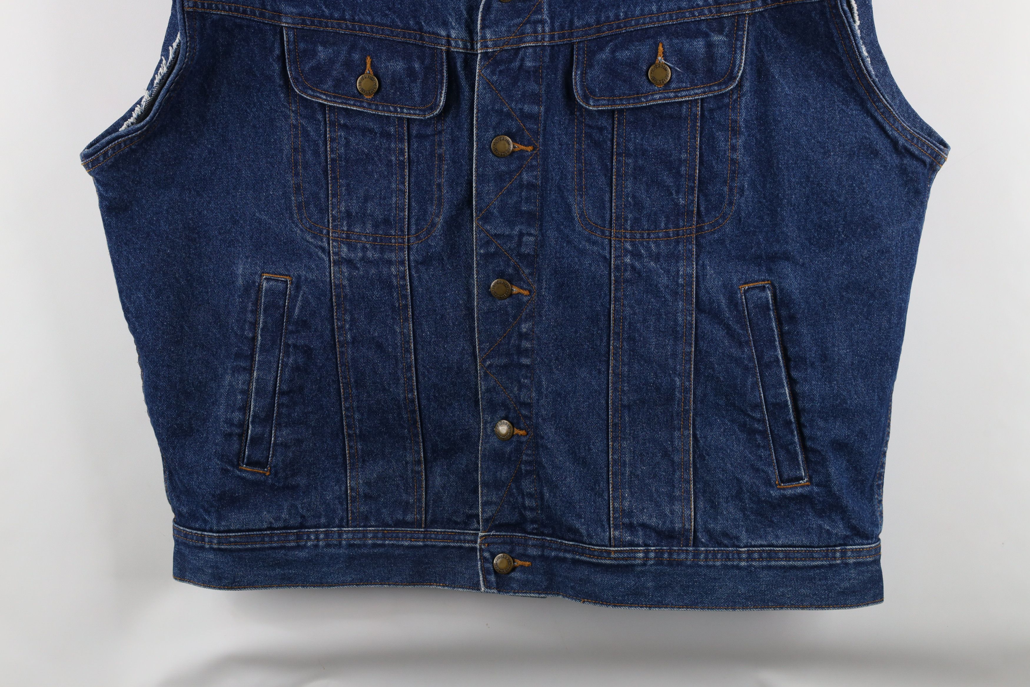 Vintage × Wrangler Vintage 90s Wrangler Denim Jean Trucker Vest Jacket Blue Size US XL / EU 56 / 4 - 3 Thumbnail