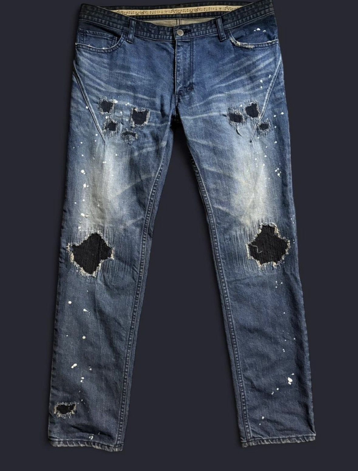 number(n) ine grunge denim size4×L32 Number N Ine Paint Splatter Thrashed Studded PAIN Grunge