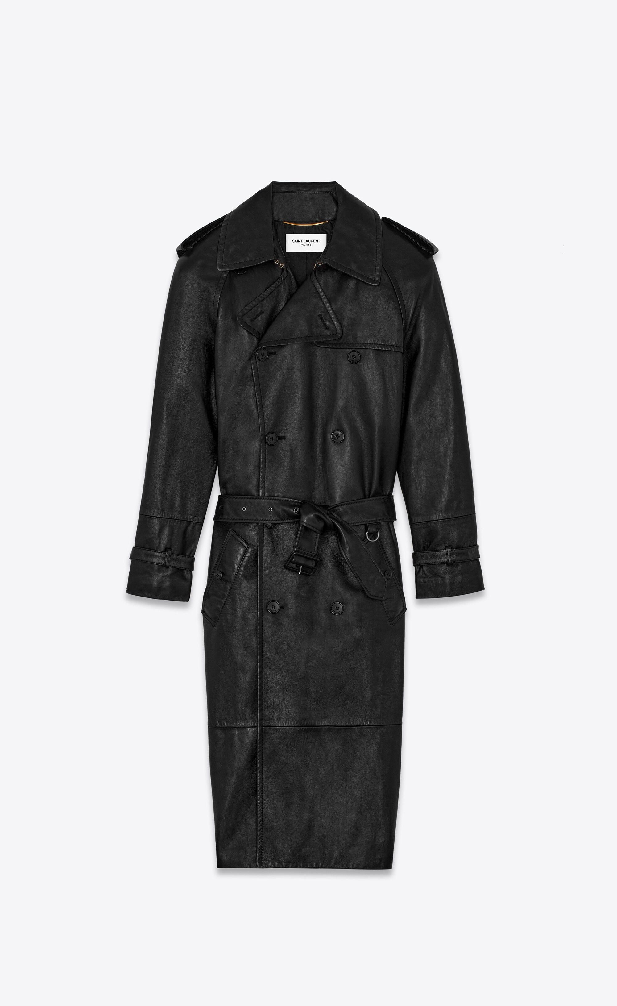 Saint Laurent Paris o1s1wg110225 713704 Trench Coat in Drummed Lambskin in Black Size XS / US 0-2 / IT 36-38 - 1 Thumbnail