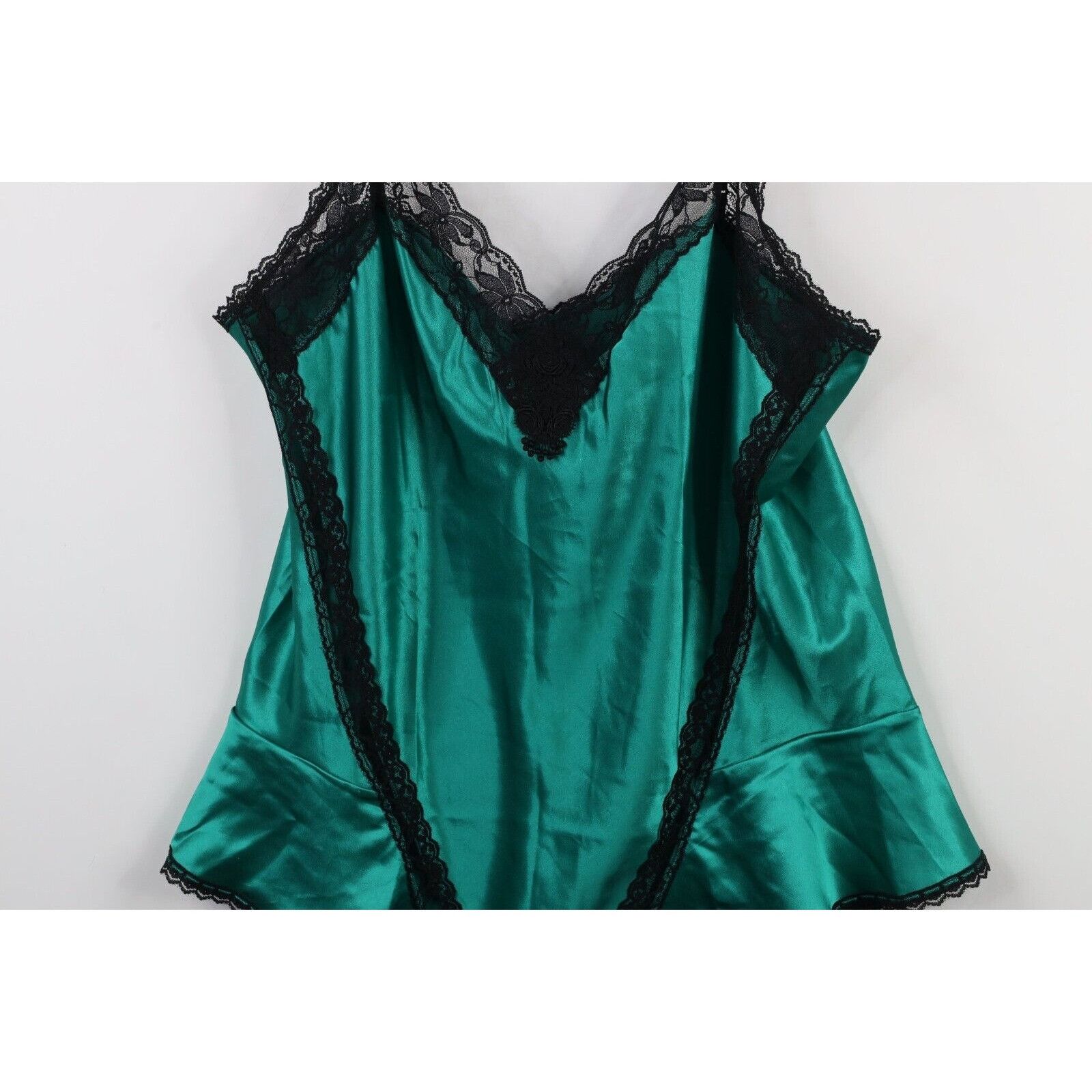 Vintage Vintage 90s Rockabilly Silky Satin Snap Crotch Lace Cami Size 4XL / US 24-26 - 3 Thumbnail