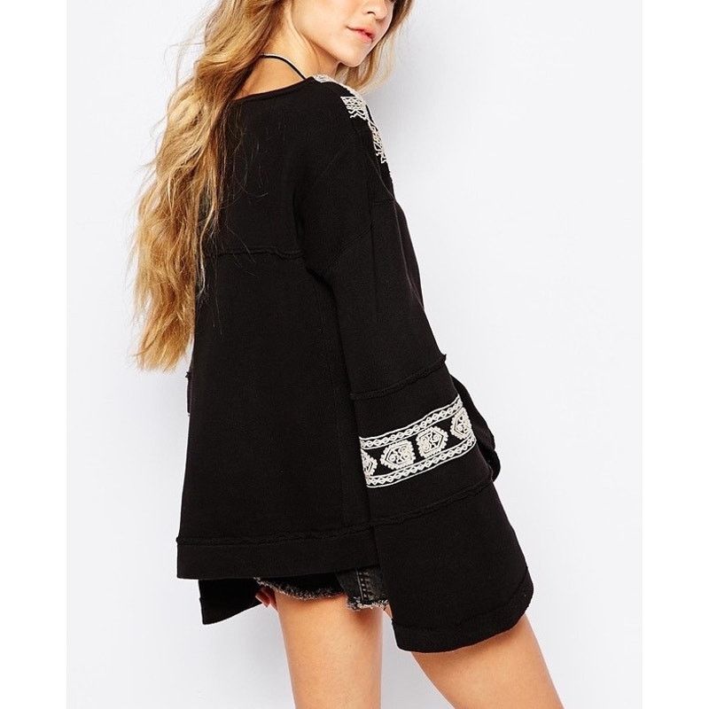 Free People Free People $148 Santa Maria Black Embroidered Pullover XS Size XS / US 0-2 / IT 36-38 - 5 Thumbnail
