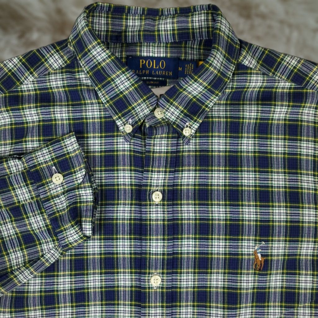 Ralph Lauren Ralph Lauren Shirt Mens Medium Blue Plaid Slim Fit Pony Button Up Long Sleeve Size US M / EU 48-50 / 2 - 1 Thumbnail